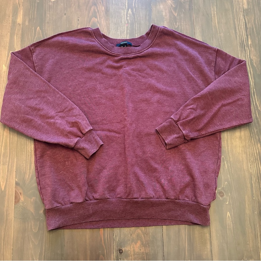 forever 21 womens burgundy crewneck